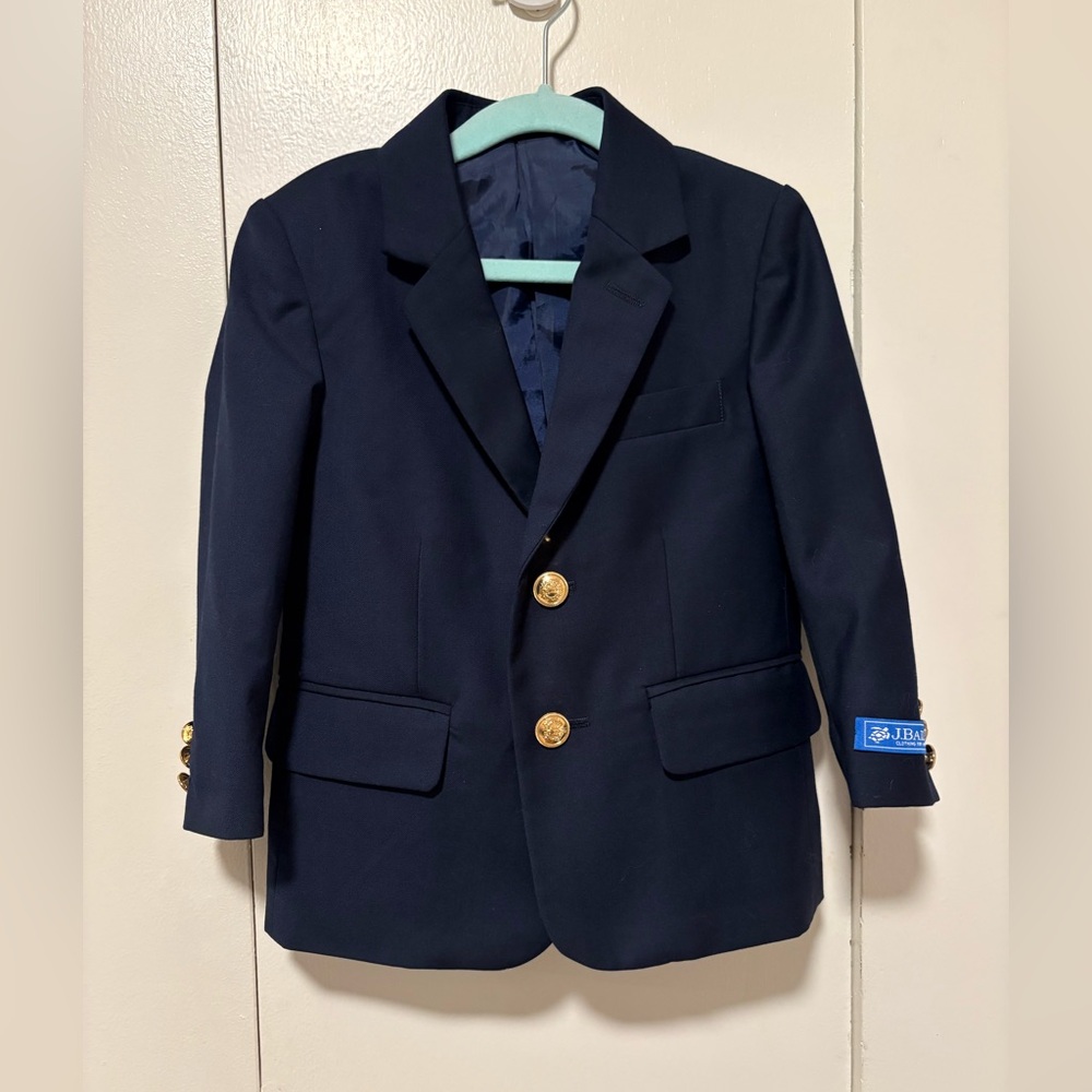 J. Bailey Classic navy blazer with gold buttons, designed for young boys, Sz 2